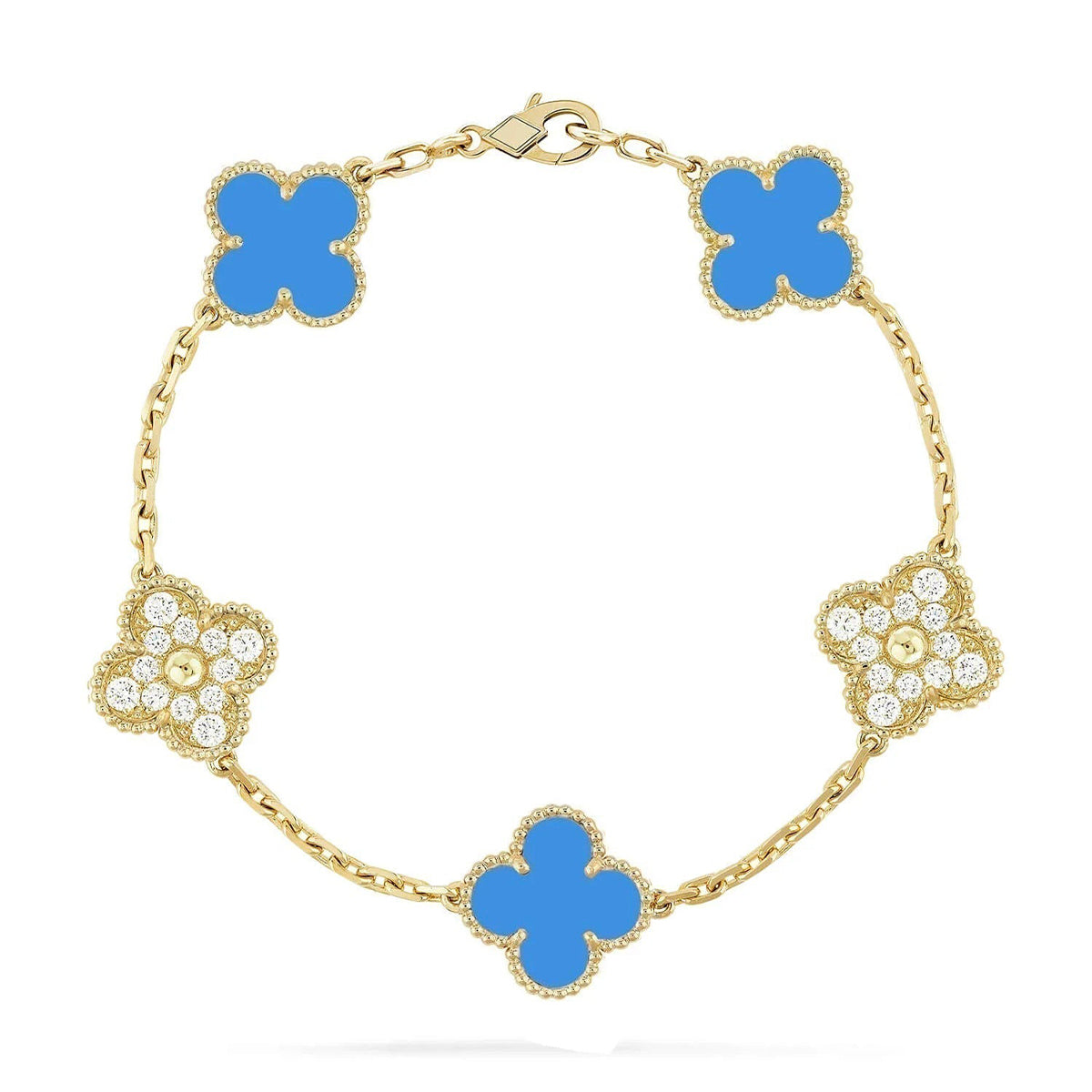 [Clara Jewels] CLOVER 5 MOTIF BLUE AGATE BRACELET COLLECTION