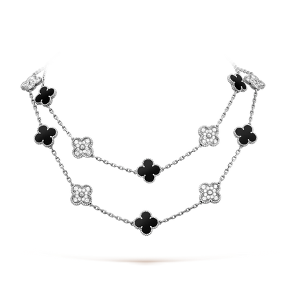 [Clara Jewels]CLOVER 20 MOTIFS ONYX DIAMOND SILVER
