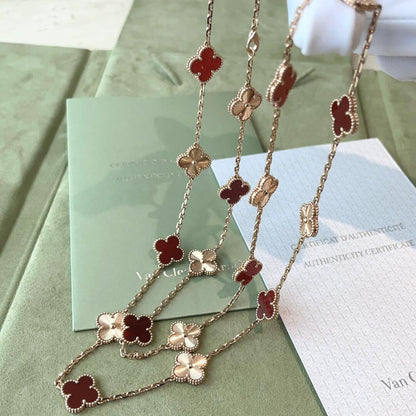 [Clara Jewels]CLOVER 20 MOTIFS LASER CARNELIAN NECKLACE