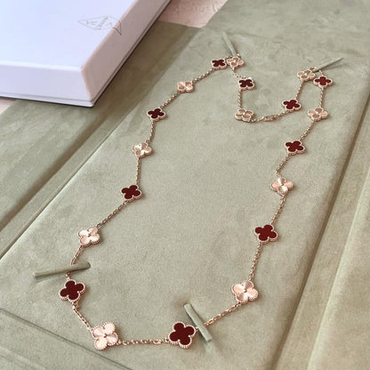[Clara Jewels]CLOVER 20 MOTIFS LASER CARNELIAN NECKLACE