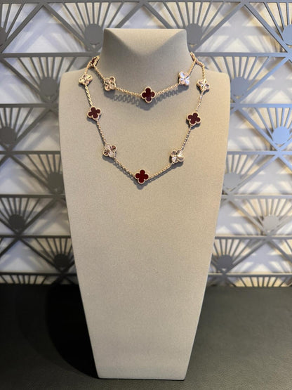 [Clara Jewels]CLOVER 20 MOTIFS LASER CARNELIAN NECKLACE