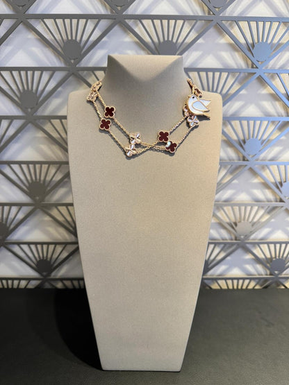 [Clara Jewels]CLOVER 20 MOTIFS LASER CARNELIAN NECKLACE