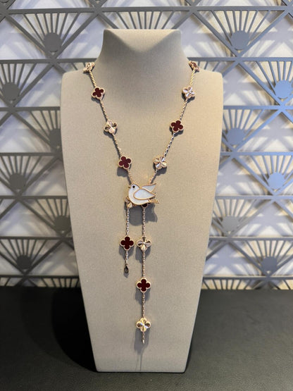 [Clara Jewels]CLOVER 20 MOTIFS LASER CARNELIAN NECKLACE