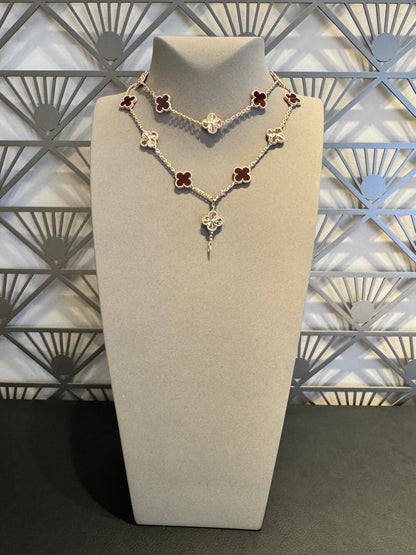 [Clara Jewels]CLOVER 20 MOTIFS LASER CARNELIAN NECKLACE