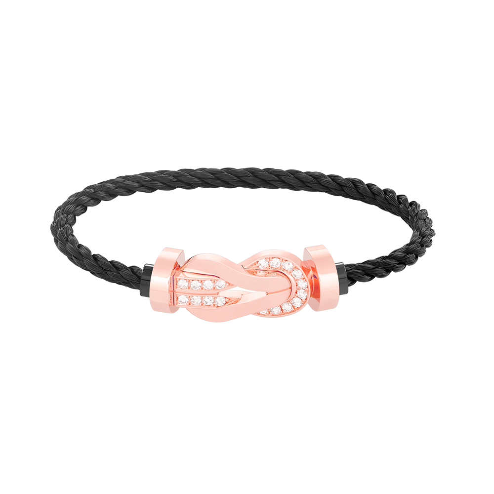 [Clara Jewels]CHANCE LARGE 8 FIGURE BUCKLE HALF DIAMOND BRACELET ROSE GOLD