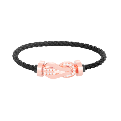 [Clara Jewels]CHANCE LARGE 8 FIGURE BUCKLE HALF DIAMOND BRACELET ROSE GOLD