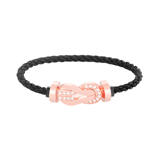 [Clara Jewels]CHANCE LARGE 8 FIGURE BUCKLE HALF DIAMOND BRACELET ROSE GOLD