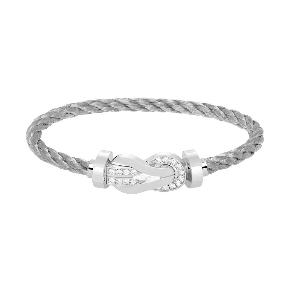 [Clara Jewels]CHANCE LARGE 8 FIGURE BUCKLE HALF DIAMOND BRACELET SILVER