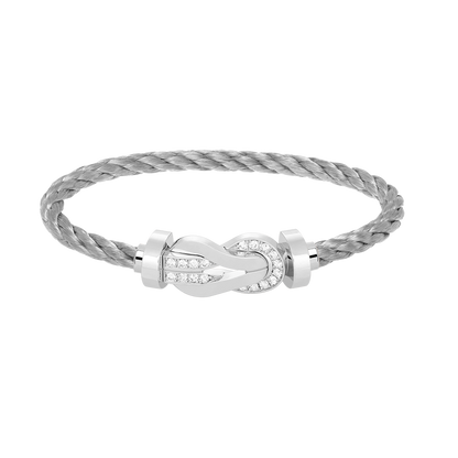 [Clara Jewels]CHANCE LARGE 8 FIGURE BUCKLE HALF DIAMOND BRACELET SILVER