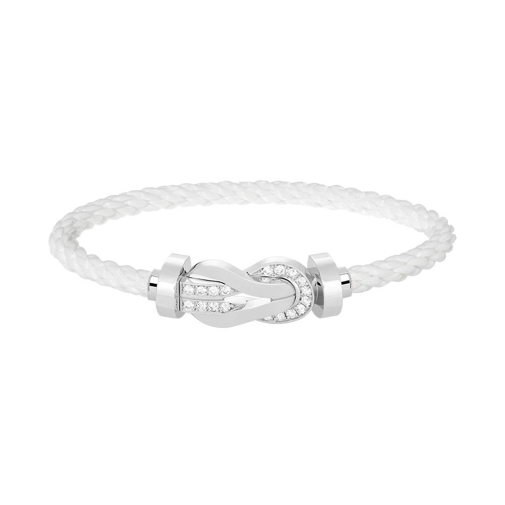 [Clara Jewels]CHANCE LARGE 8 FIGURE BUCKLE HALF DIAMOND BRACELET SILVER