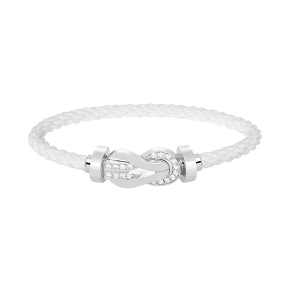 [Clara Jewels]CHANCE LARGE 8 FIGURE BUCKLE HALF DIAMOND BRACELET SILVER