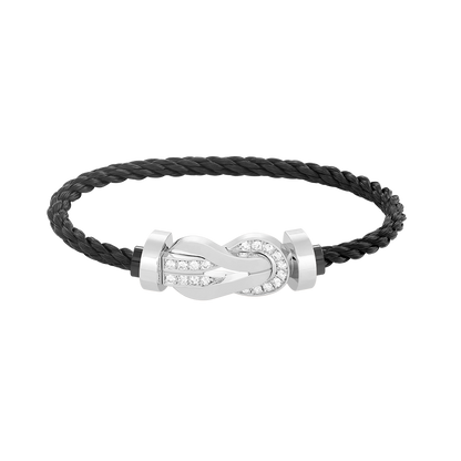 [Clara Jewels]CHANCE LARGE 8 FIGURE BUCKLE HALF DIAMOND BRACELET SILVER