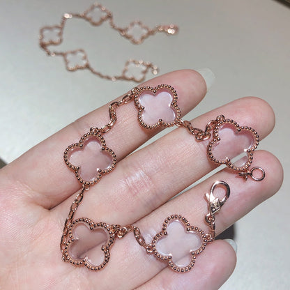 [Clara Jewels]CLOVER 5 MOTIF ROCK CRYSTAL BRACELET
