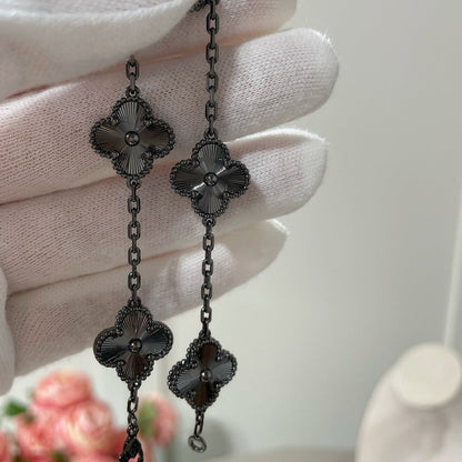 [Clara Jewels]CLOVER 5 MOTIF BLACK BRACELET