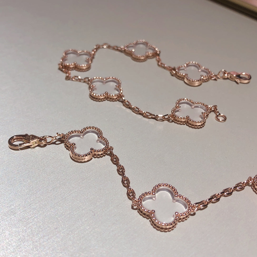 [Clara Jewels]CLOVER 5 MOTIF ROCK CRYSTAL BRACELET