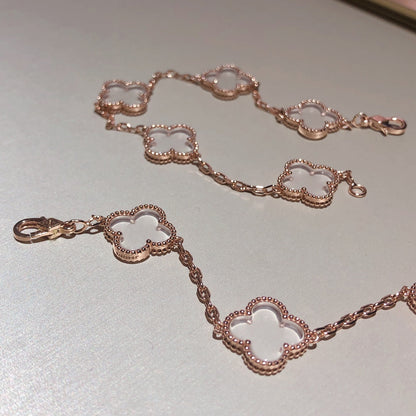 [Clara Jewels]CLOVER 5 MOTIF ROCK CRYSTAL BRACELET