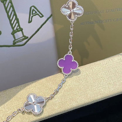 [Clara Jewels]CLOVER  5 MOTIFS  PURPLE VIOLET BRACELET SILVER