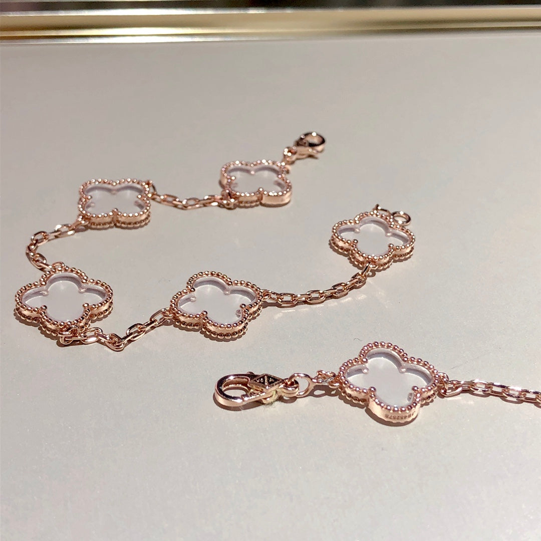 [Clara Jewels]CLOVER 5 MOTIF ROCK CRYSTAL BRACELET