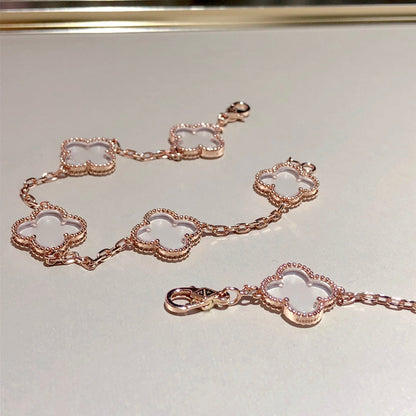 [Clara Jewels]CLOVER 5 MOTIF ROCK CRYSTAL BRACELET