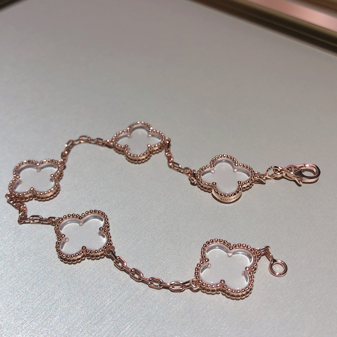 [Clara Jewels]CLOVER 5 MOTIF ROCK CRYSTAL BRACELET