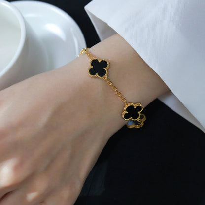 [Clara Jewels] CLOVER 5 MOTIF ONYXS BRACELET COLLECTION