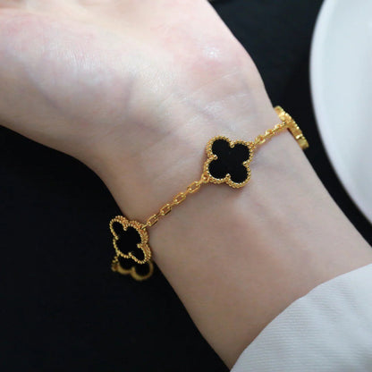 [Clara Jewels] CLOVER 5 MOTIF ONYXS BRACELET COLLECTION