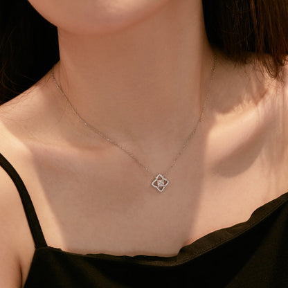 [Clara Jewels]Exquisite Flower Shape Princess Cut Necklace