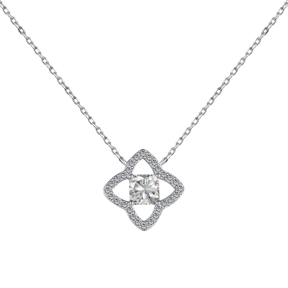 [Clara Jewels]Exquisite Flower Shape Princess Cut Necklace