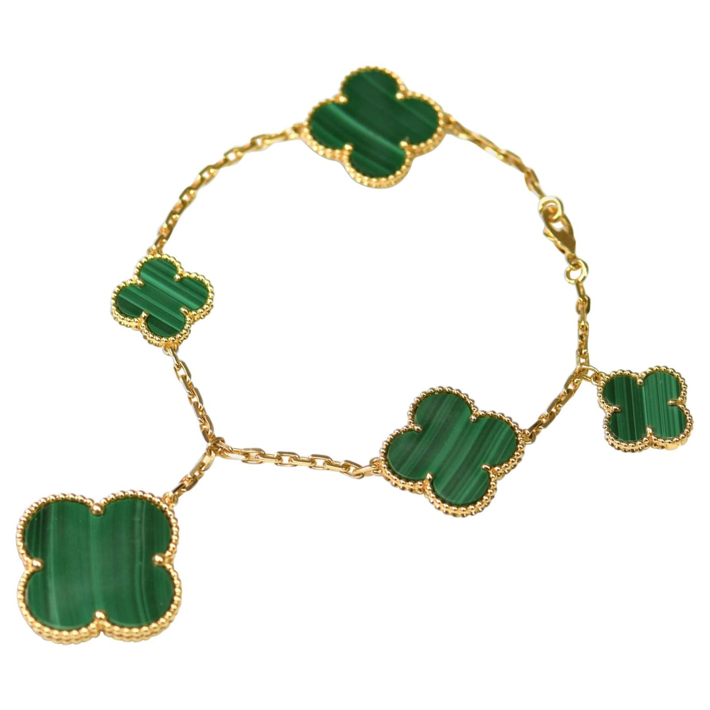 [Clara Jewels]MAGIC CLOVER MALACHITE GOLD BRACELET 5 MOTIFS