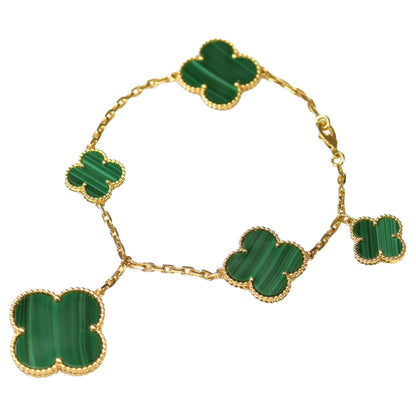 [Clara Jewels]MAGIC CLOVER MALACHITE GOLD BRACELET 5 MOTIFS