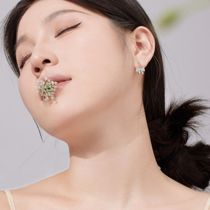 [Clara Jewels]Exquisite Earrings With Heart-Shaped Bow Design