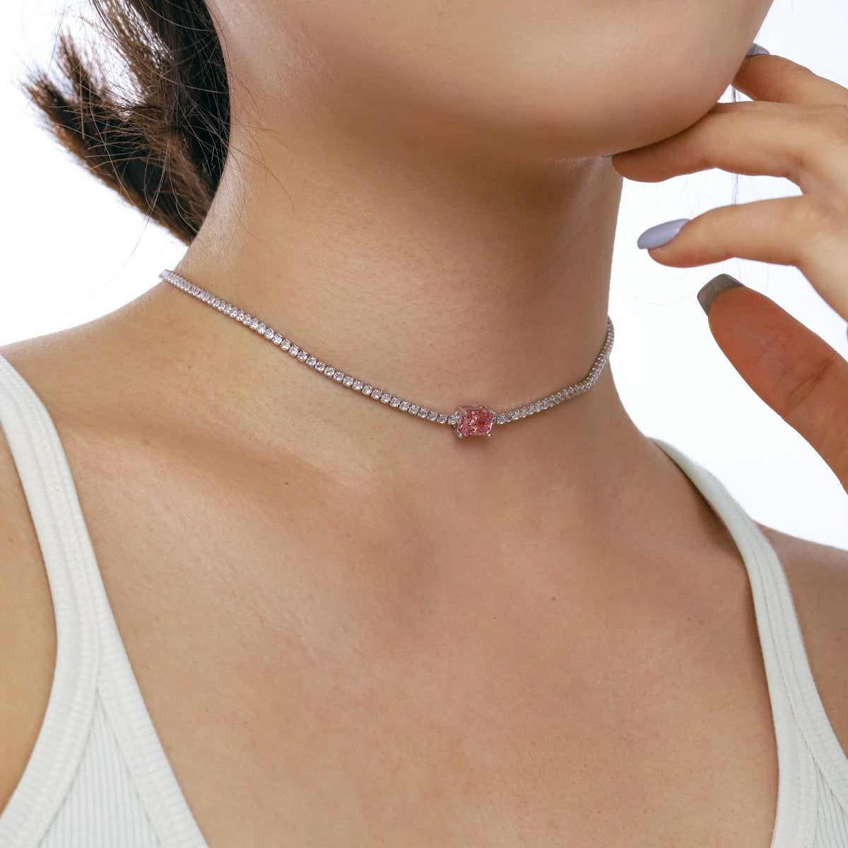 [Clara Jewels]2.0 carat Ornate Emerald Cut Necklace