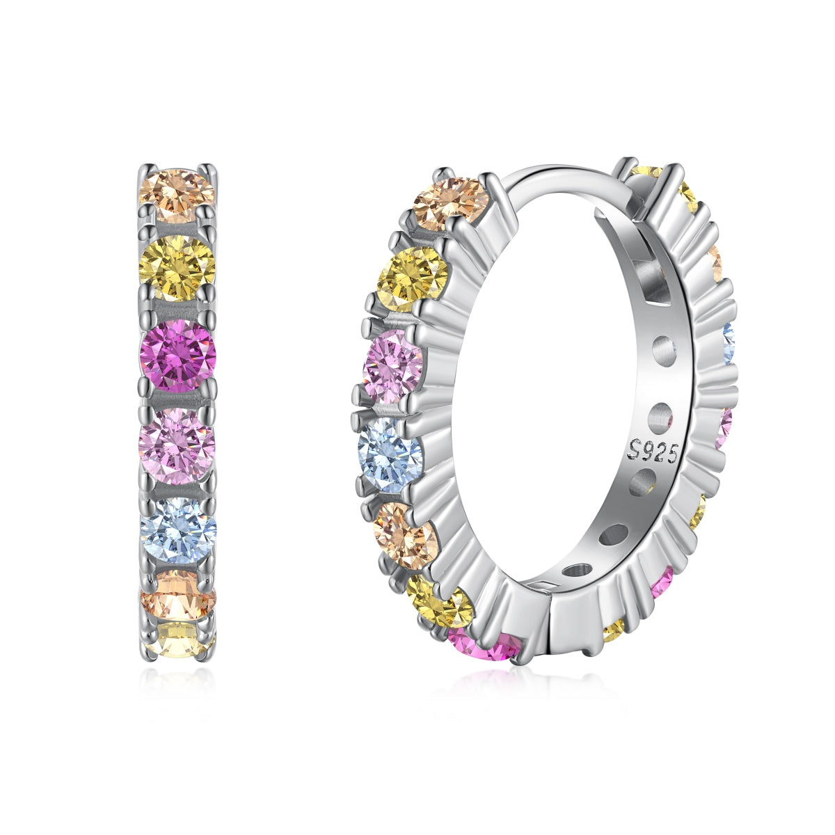 [Clara Jewels]Radiant Colorful Round Cut Earrings