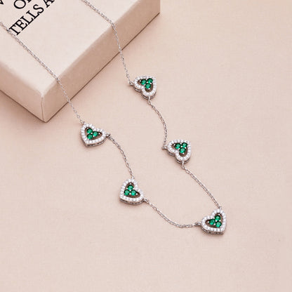 [Clara Jewels]Sparkling Five Heart Necklace