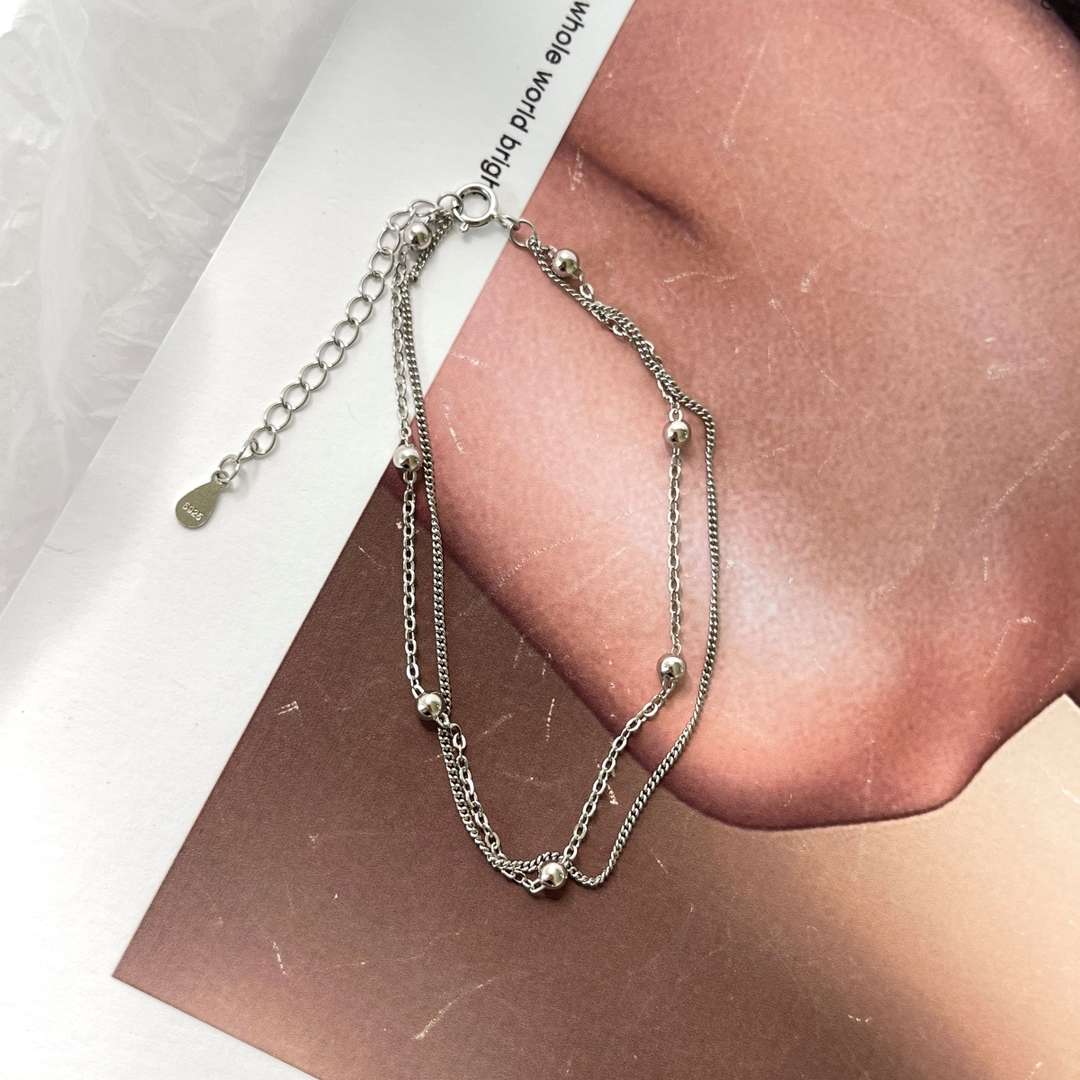 [Clara Jewels]Delicate Bead Double Layer Bracelet