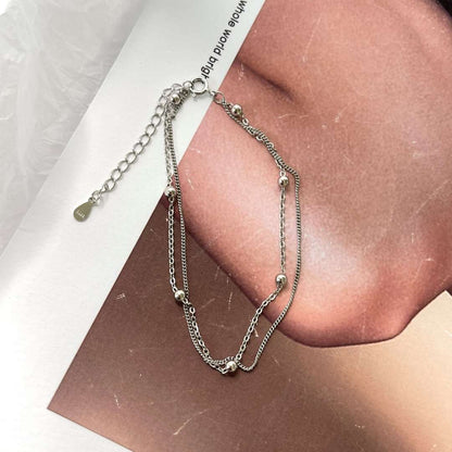 [Clara Jewels]Delicate Bead Double Layer Bracelet