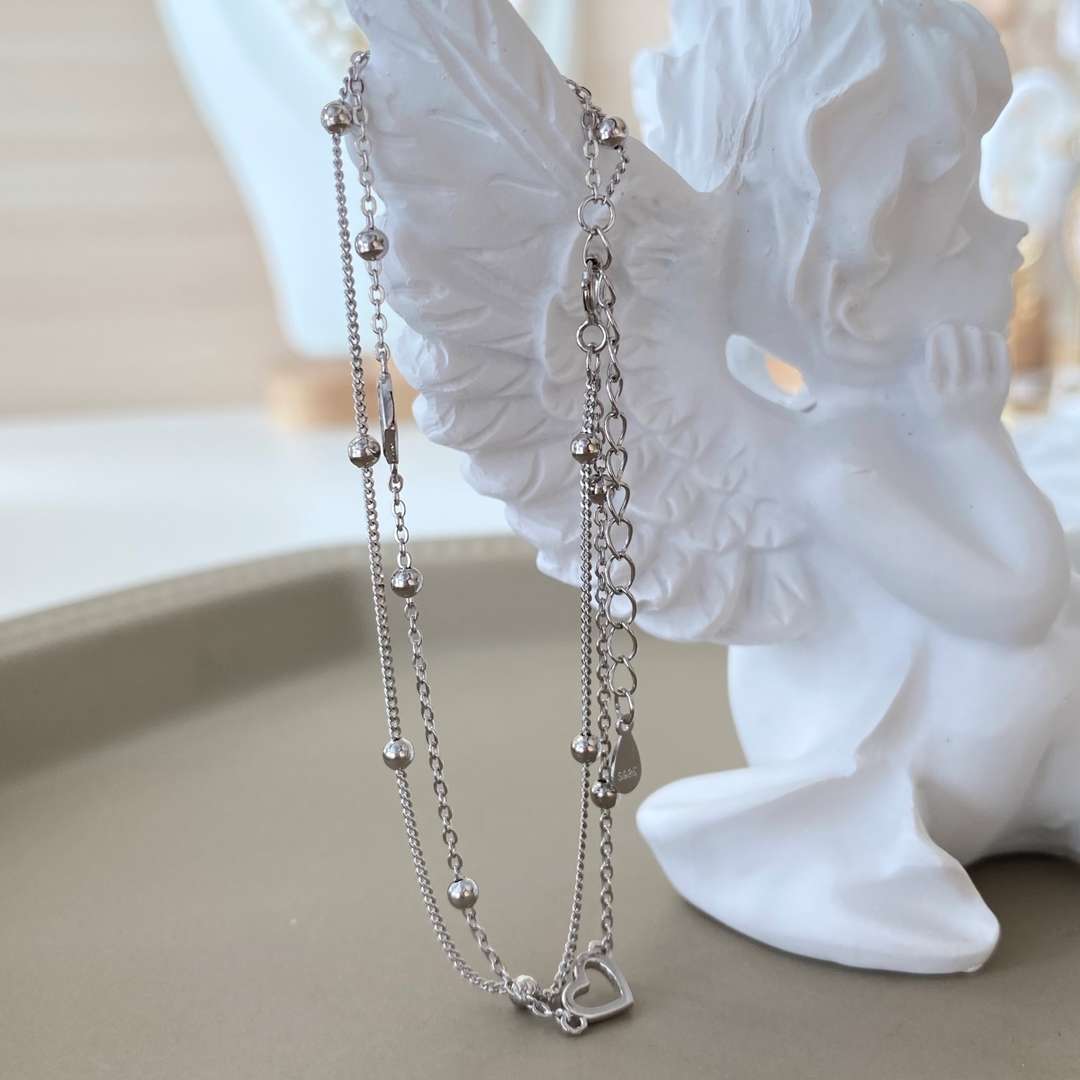 [Clara Jewels]Dainty Double Layer Love Heart Bracelet