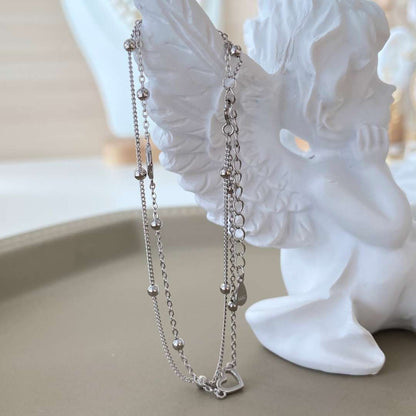 [Clara Jewels]Dainty Double Layer Love Heart Bracelet