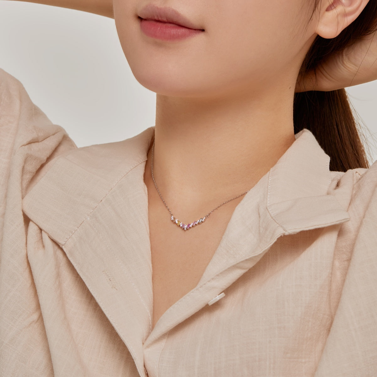[Clara Jewels]Dazzling Rainbow Necklace