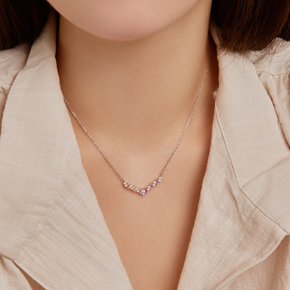 [Clara Jewels]Dazzling Rainbow Necklace