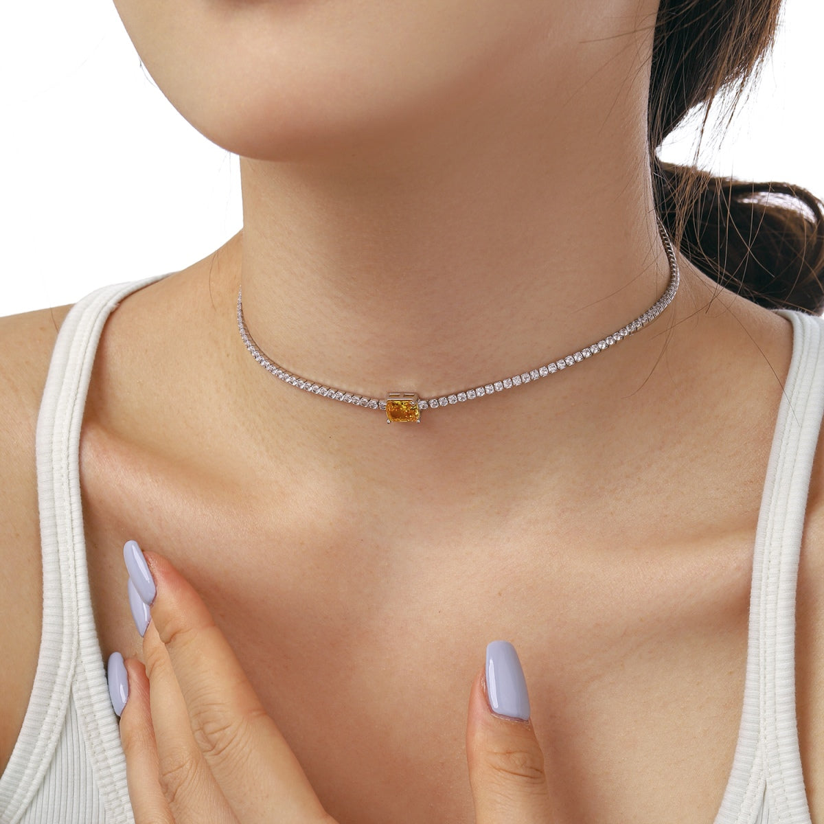 [Clara Jewels]2.0 carat Ornate Emerald Cut Necklace