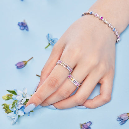 [Clara Jewels]Dainty Kaleidoscopic Emerald Cut Daily Ring