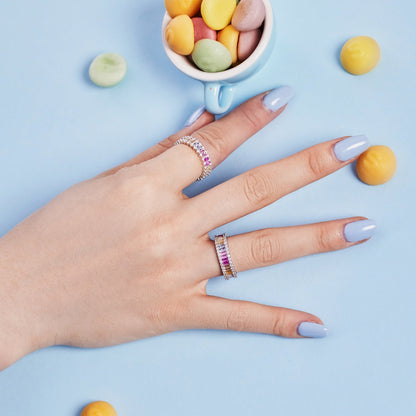 [Clara Jewels]Dainty Kaleidoscopic Emerald Cut Daily Ring