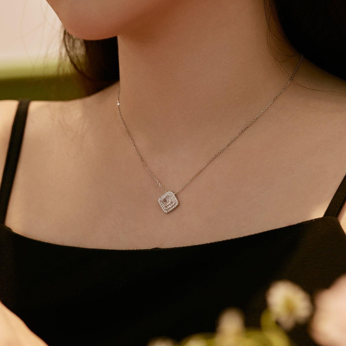 [Clara Jewels]Sparkling Asscher Cut Necklace