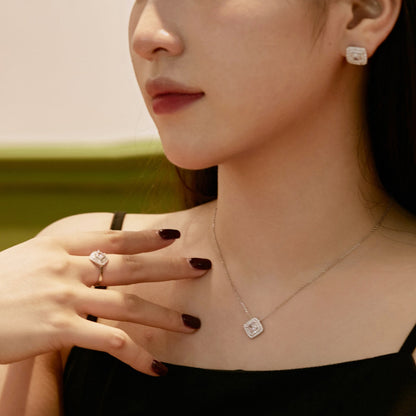 [Clara Jewels]Sparkling Asscher Cut Necklace