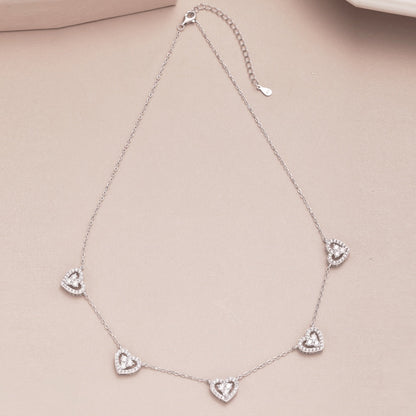 [Clara Jewels]Sparkling Five Heart Necklace