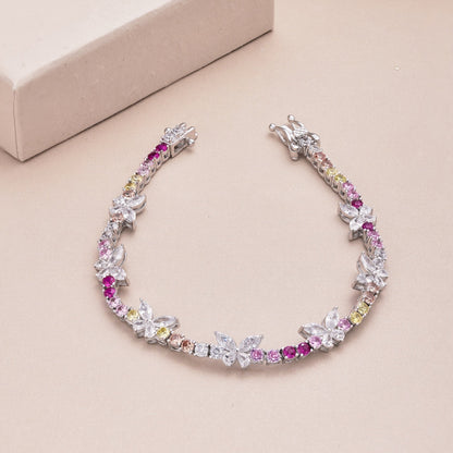 [Clara Jewels]Ornate Colorful Butterfly Shape Round Cut Daily Bracelet