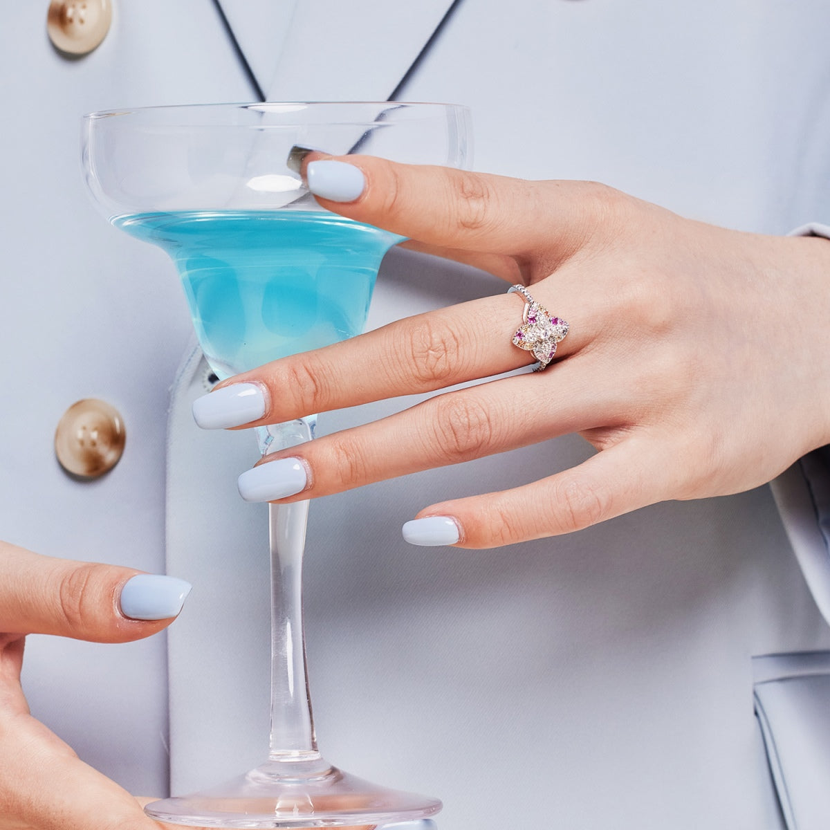 [Clara Jewels]Luxurious Colorful Flower Shape Banquet Ring
