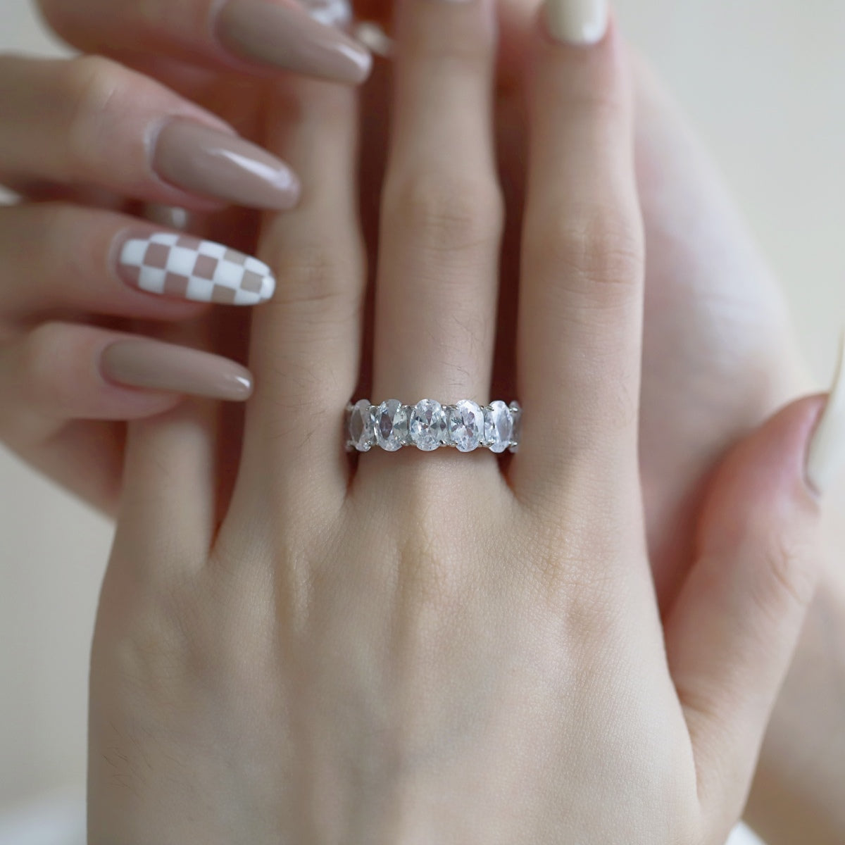 [Clara Jewels]Dainty Elongated Cushion Cut Tennis Ring
