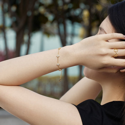 [Clara Jewels]Four-Leaf Clover Hollow Butterfly Bracelet
